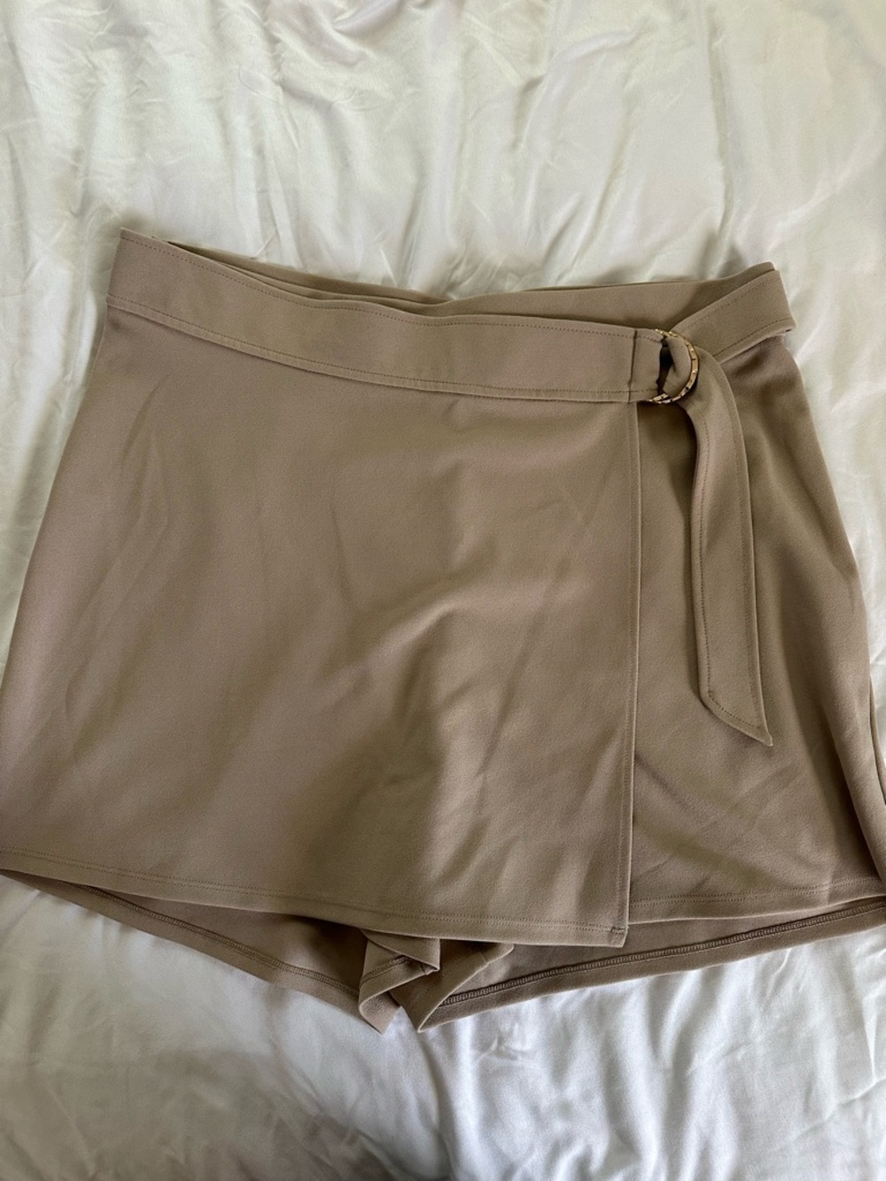 H&M Taupe Wrap Skort with Ring Belt Detail